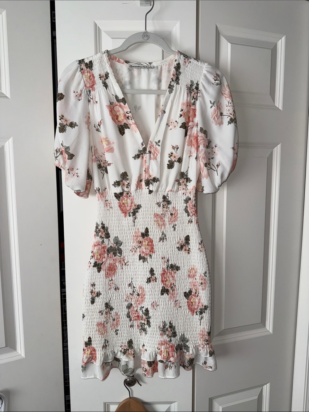 Abercrombie & Fitch White Mini Dress with Pink Floral Print